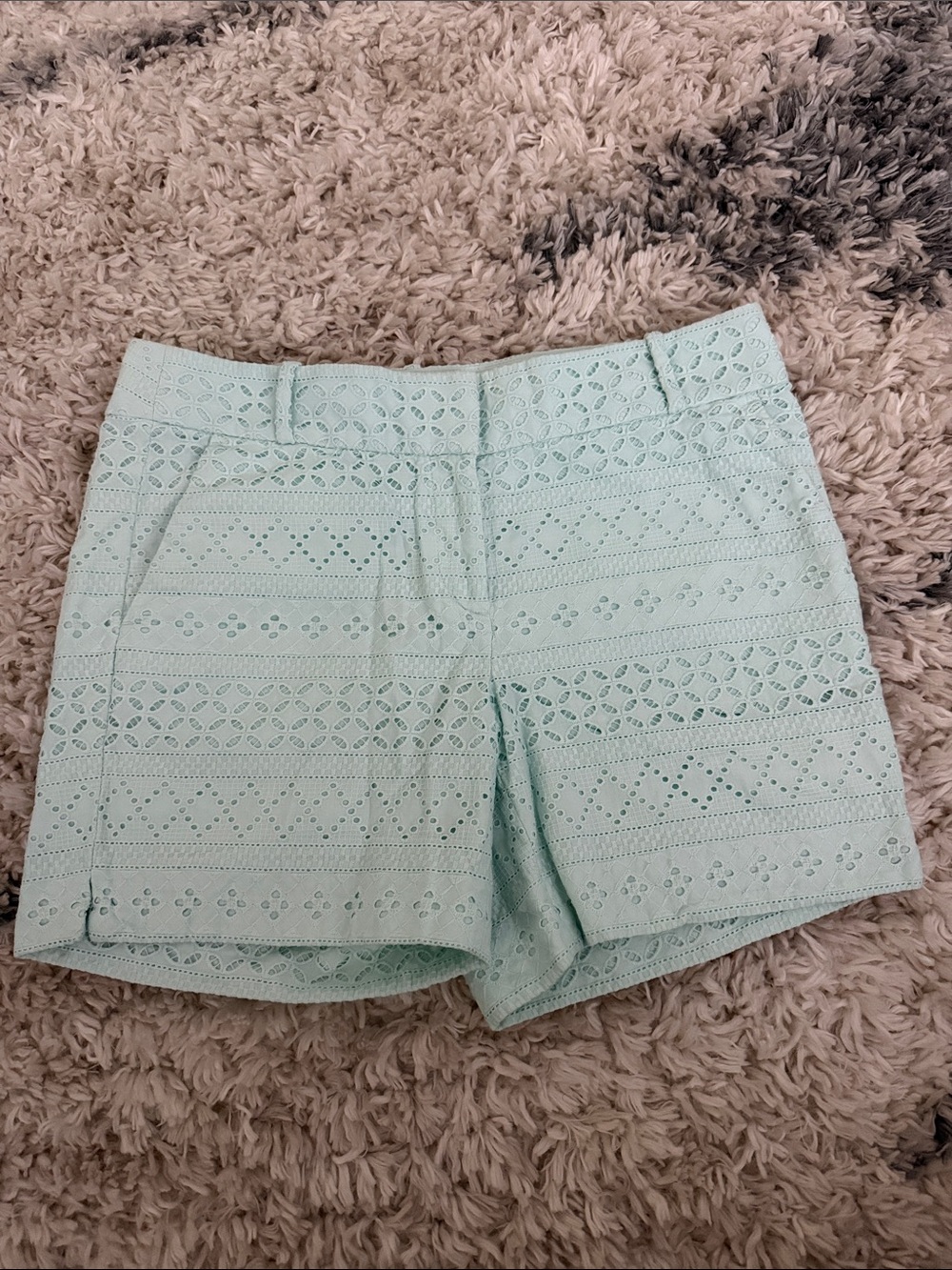 LOFT Mint Eyelet Lace Bermuda Shorts